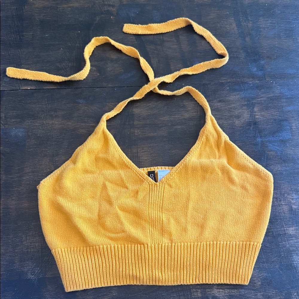 H&M Mustard Knit Halter Top